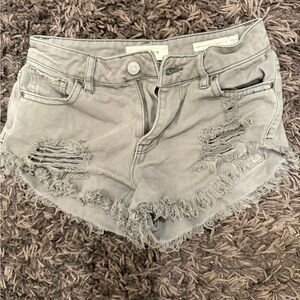 PacSun Olive Green Frayed Jean Shorts